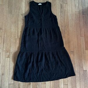 LOFT Black Sleeveless Midi Dress